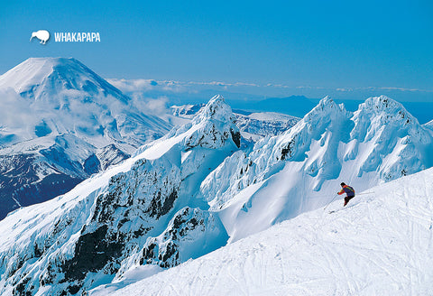 SMW933 - Skiing At Whakapapa Skifield - Small Postcard - Postcards NZ Ltd