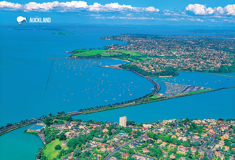 SAU140 - Aerial View Of Auckland Harbour Bridge - Small Pos