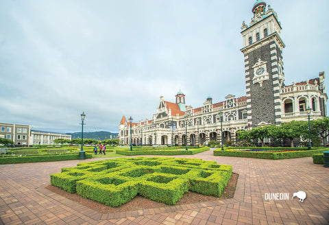 SDN82 - Dunedin Railway Station - Small Postcard - Postcards NZ Ltd