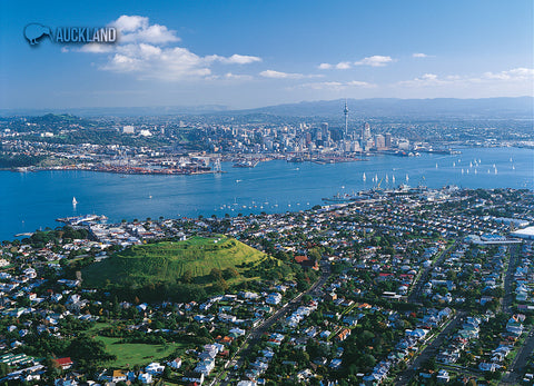 LAU007 - Auckland City & Skytower - Large Postcard