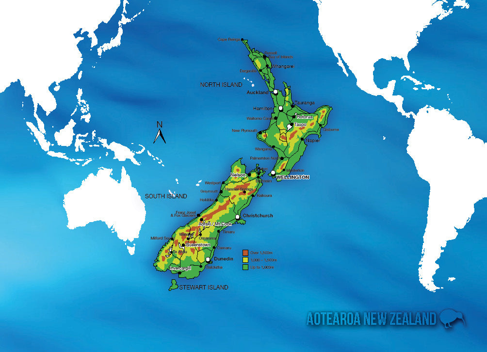 LGI084 - New Zealand Map - Large Postcard