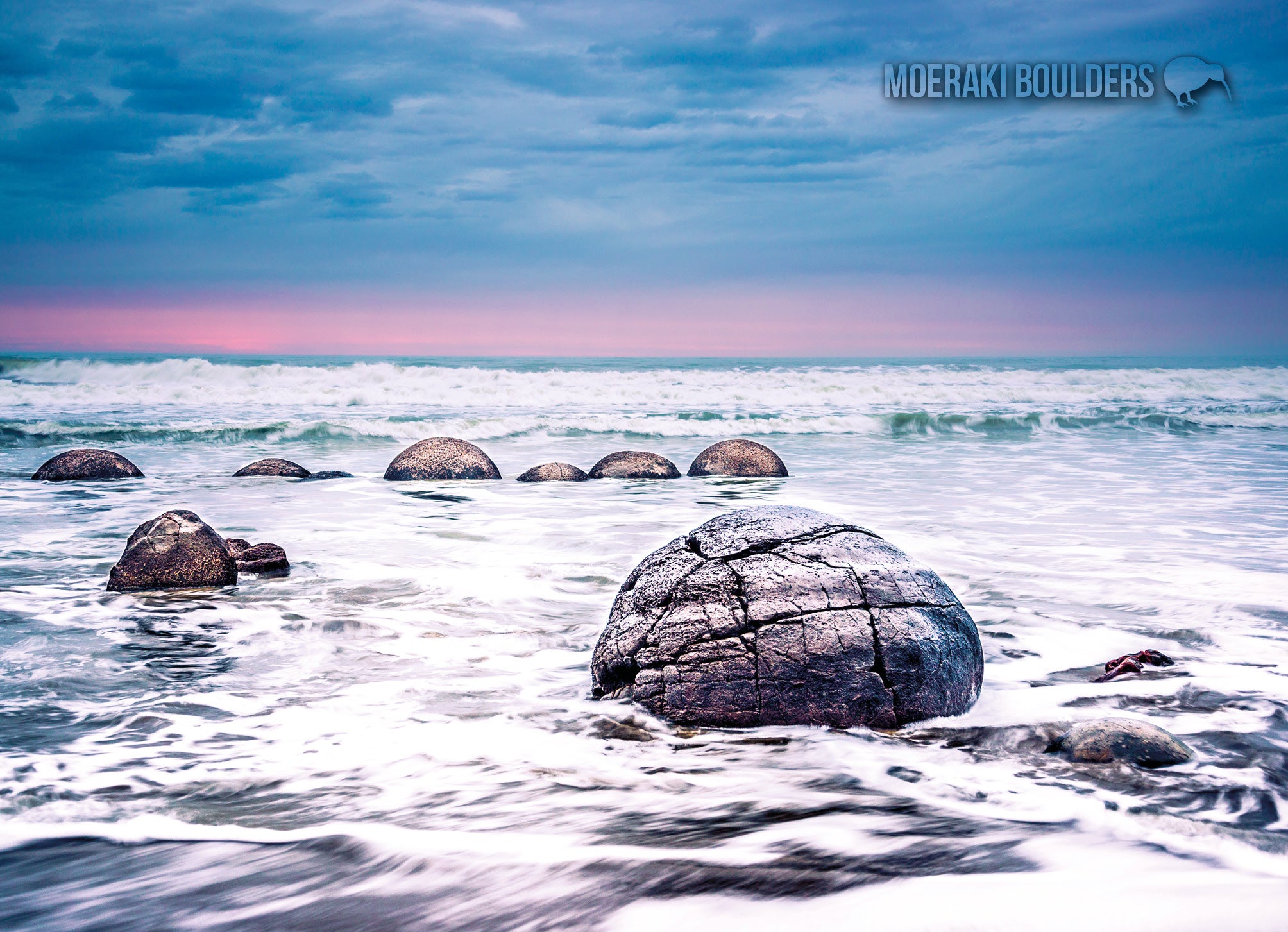 LOT124 - Moeraki Boulders at Sunrise - Large Postcard