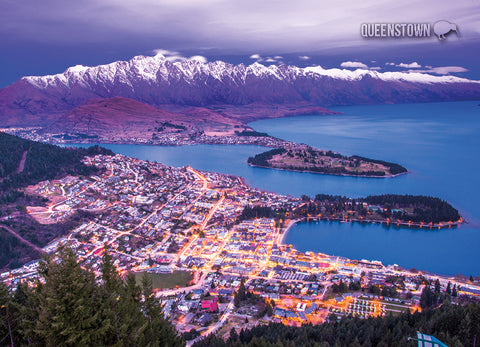 LQT128 - Queenstown, Night View - Large Postcard - Postcards NZ Ltd
