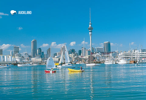 SAU142 - Auckland Waterfront &  Sky Tower - Small Postcard