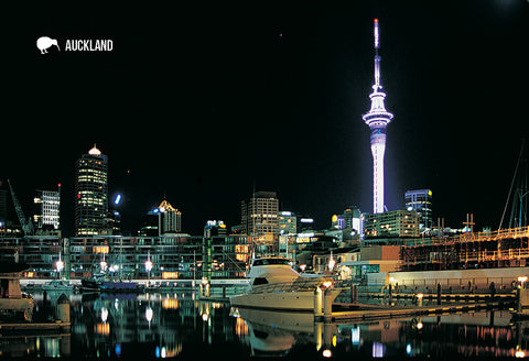 SAU136 - Auckland City At Night - Small Postcard