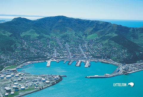 SCA299 - Lyttelton Aerial - Small Postcard - Postcards NZ Ltd