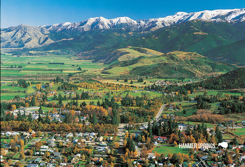 SCA626 - Aerial Hanmer Springs - Small Postcard - Postcards NZ Ltd