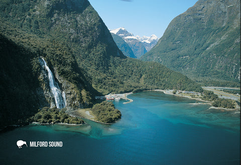 SFI32 - Milford Aerial - Small Postcard - Postcards NZ Ltd