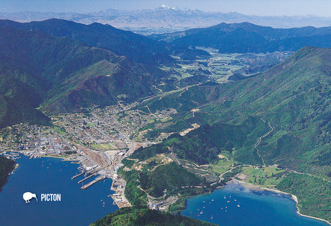 SMB653 - Aerial Of Picton - Small Postcard - Postcards NZ Ltd