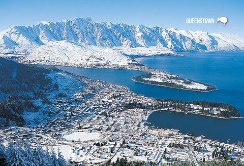 SQT805 - Queenstown In Winter Snow - Small Postcard - Postcards NZ Ltd