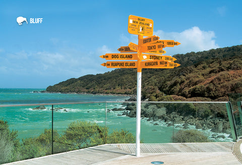 SSO907 - Signpost Bluff - Small Postcard - Postcards NZ Ltd
