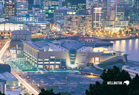 SWG1001 - Te Papa At Dusk, Wellington - Small Postcard - Postcards NZ Ltd