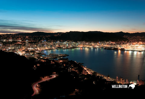 SWG997 - Wellington At Dusk - Small Postcard - Postcards NZ Ltd