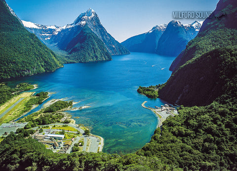 LFI064 - Milford Aerial - Large Postcard - Postcards NZ Ltd