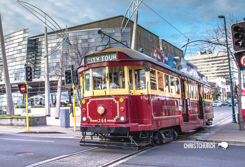 SCA301 - Christchurch Art Gallery & Tram - Small Postcard - Postcards NZ Ltd