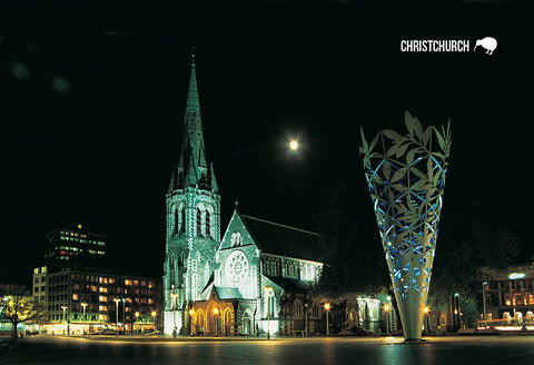 LCA037 - Christchurch Cathedral, Night - Large Postcard