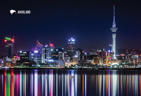 SAU101 - Auckland City At Night - Small Postcard