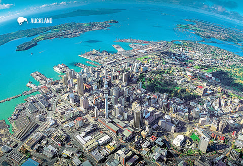 SAU108 - Auckland Aerial - Small Postcard - Postcards NZ Ltd
