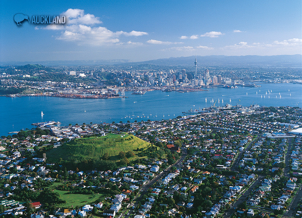 LAU003 - Auckland And Devonport - Large Postcard - Postcards NZ Ltd