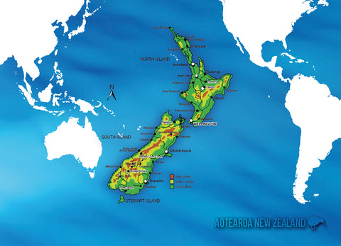 LGI084 - New Zealand Map - Large Postcard - Postcards NZ Ltd