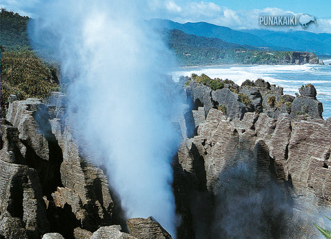 LWE183 - Blow-Hole Punakaiki Rocks - Large Postcard - Postcards NZ Ltd