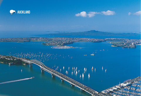 SAU140 - Aerial View Of Auckland Harbour Bridge - Small Pos - Postcards NZ Ltd
