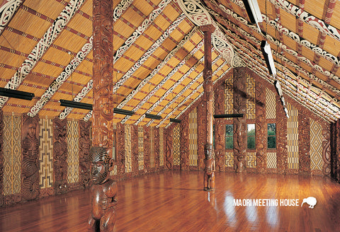 SBI151 - Maori Meeting House - Interior - Small Postcard - Postcards NZ Ltd
