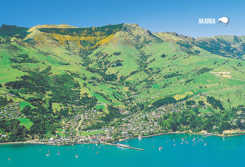 SCA267 - Akaroa Aerial - Small Postcard - Postcards NZ Ltd