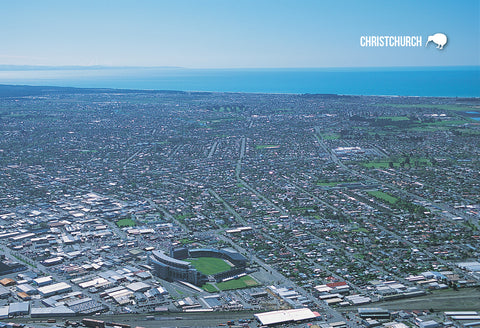 SCA302 - Christchurch Aerial, Jade Stadium - Small Postcard - Postcards NZ Ltd