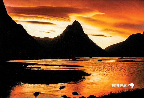 SFI55 - Mitre Peak At Dusk - Small Postcard - Postcards NZ Ltd