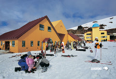 SOT395 - Skiers, Cardrona Ski Field - Small Postcard - Postcards NZ Ltd