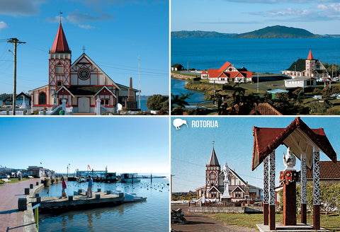 SRO261 - Rotorua Multiview - Small Postcard - Postcards NZ Ltd