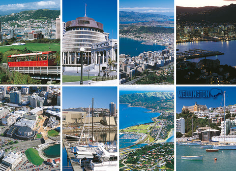 LWG188 - Wellington 8 View Multi - Large Postcard - Postcards NZ Ltd