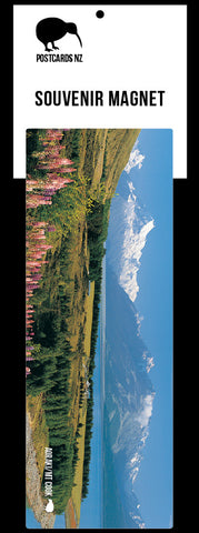PCM102 - Mt Cook and Lupins - Panoramic Magnet - Postcards NZ Ltd