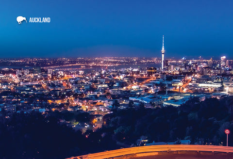 SAU101 - Auckland City At Night - Small Postcard - Postcards NZ Ltd